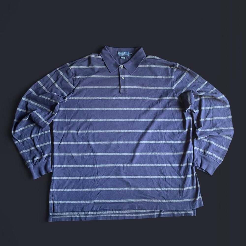 Vintage Polo Ralph Lauren Polo Men’s XXL Long Sleeve Striped Navy Gray